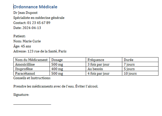 Mod Le D Ordonnance M Dicale Dans Word