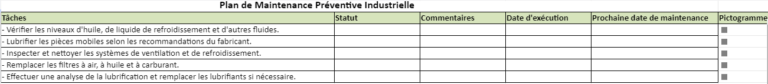 Plan de Maintenance Préventive Industrielle Modèle et Exemple