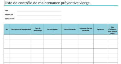 checklist maintenance préventive
