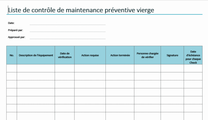 checklist maintenance préventive