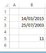 nombre de jours entre deux dates avec Excel 