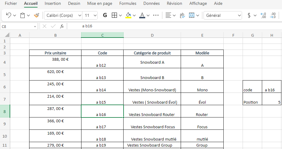 INDEX et MATCH dans Excel tutoriel
