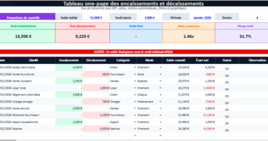 Modèle de tableau encaissements et décaissements dans Excel gratuit exploitable