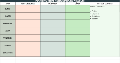 Planning menu semaine word