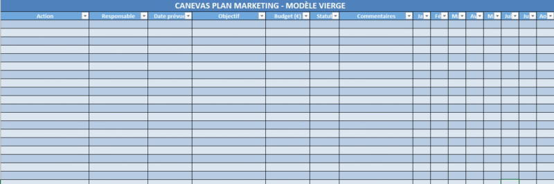 modèle de plan marketing dans Excel