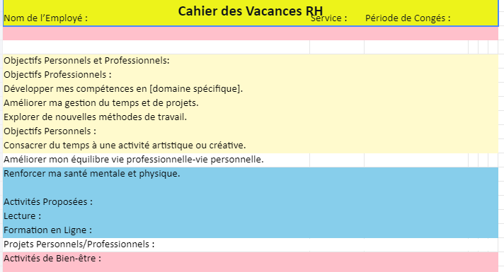 cahier des vacances RH