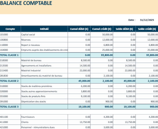 balance comptable excel