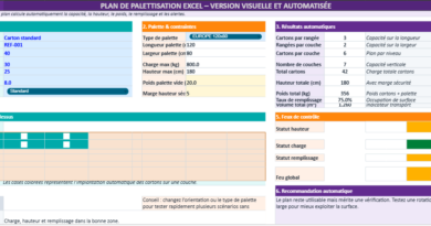 Plan de palettisation Excel gratuit