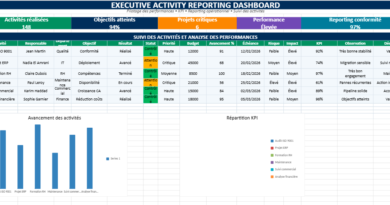 Tableau de suivi d'Activité dans Excel et modèle reporting efficace