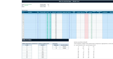 Note de Calcul Électrique avec Excel : Modèle