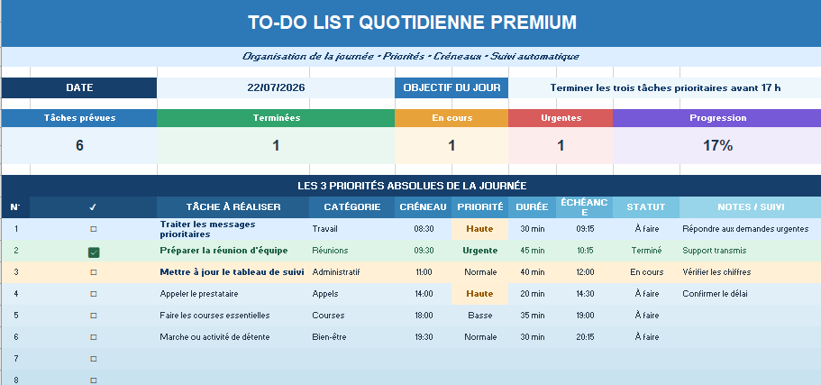 TO-DO LIST QUOTIDIENNE PREMIUM
