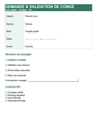 demande de congé Word