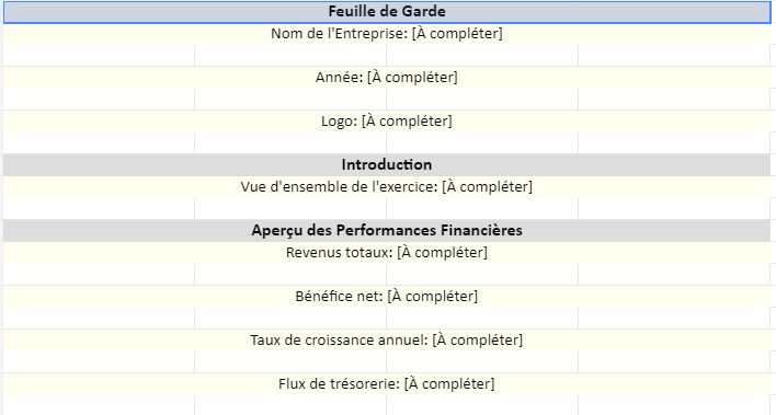 Modèle de Rapport d'Activité au Format Excel