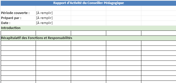 Rapport d'Activité d'un Conseiller Pédagogique : Modèle