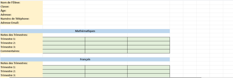 Fiche de Suivi de l'Élève : Modèle Excel téléchargeable