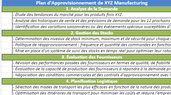 Mod le Plan D approvisionnement Dans Excel