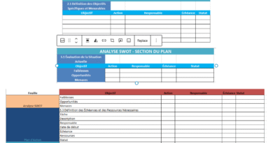 plan d'action Excel vierge à utiliser
