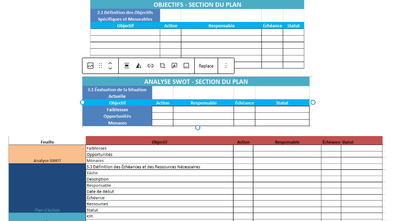 plan d'action Excel vierge à utiliser