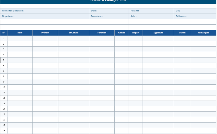La Feuille d'Émargement en Formation : Modèle Excel