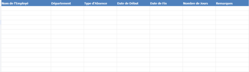 Feuille Excel de Suivi des Congés et des Absences pour Maladie