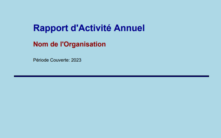 Modèle de Rapport d'Activité : Guide Complet