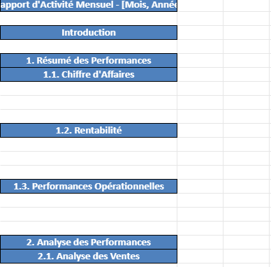 reporting d'activité excel