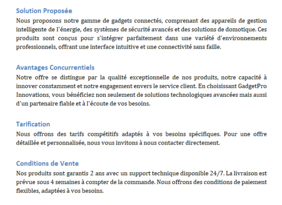 Modèle de Proposition de Vente + Exemple