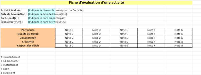Auto Évaluation Modèle Word: Modèle Fiche D’Évaluation – GJDJU