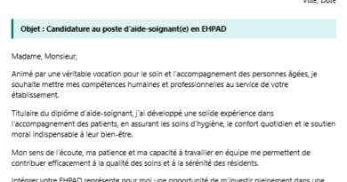 Lettre de Motivation pour un Poste d'Aide-Soignante en EHPAD : Allier Passion et Engagement