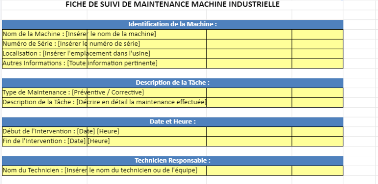 Fiche De Suivi De Maintenance D une Machine Dans Excel Fiche De Suivi De Maintenance D une Machine Dans Excel