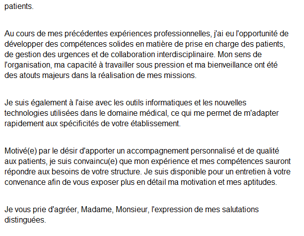 Modèle Lettre de Motivation pour un Poste d'Aide-Soignant(e) (ASH) Sans Expérience