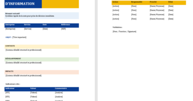 Modèle de note d'information dans Word