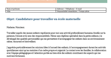 Lettre de Motivation pour Travailler en École Maternelle sans Diplôme