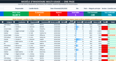 Modèle d’inventaire Excel multi-usage