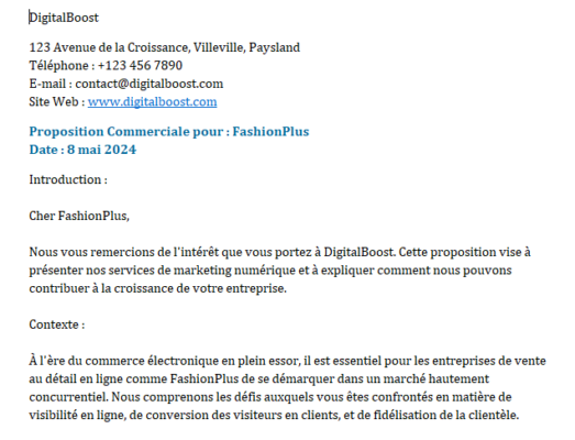 Modèle de Proposition Commerciale PDF et Word