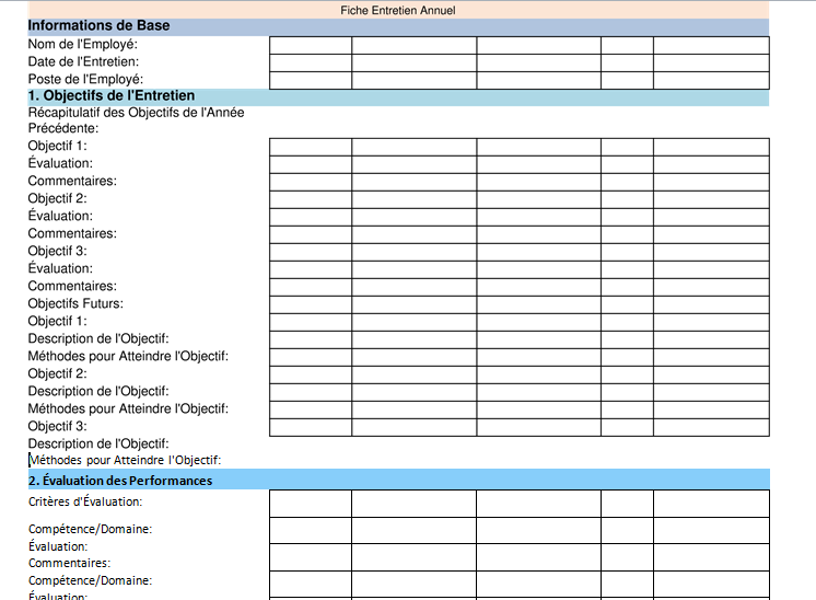 Fiche Entretien Annuel dans Word