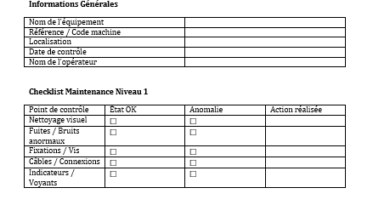 Fiche Maintenance Niveau 1 : Modèle Téléchargeable