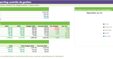 Reporting en Contrôle de Gestion : Modèle Excel