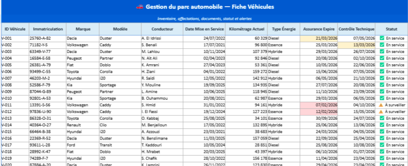 Gestion du Parc Automobile : Tout Ce Que Vous Devez Savoir + Modèle Excel Personnalisable