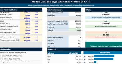 Calcul de FRNG, BFR et TN : Modèle Excel automatisé