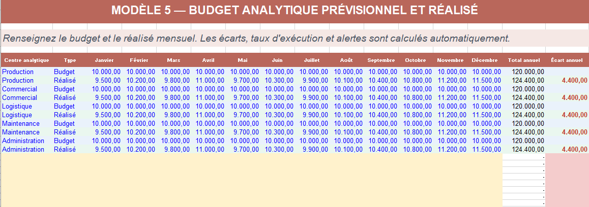 Budget analytique
