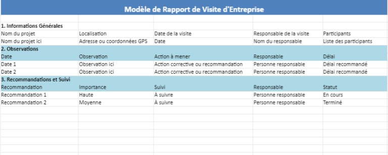 Introduction d'un Rapport de Visite d'Entreprise