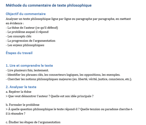 Méthode du commentaire de texte philosophique