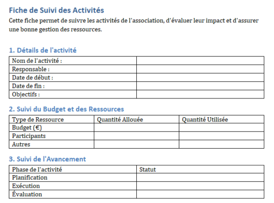 Fiche De Suivi Des Activit s Avec Excel Et Word Fiche De Suivi Des Activit s Avec Excel Et Word