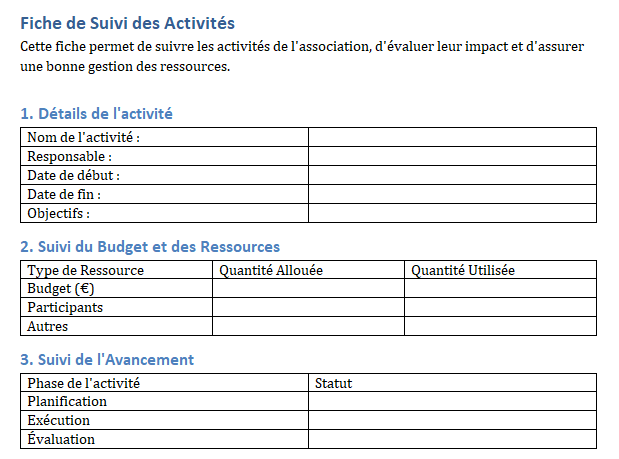 Fiche De Suivi Des Activit s Avec Excel Et Word Fiche De Suivi Des Activit s Avec Excel Et Word