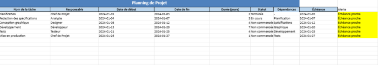 Créer un Planning de Projet dans Excel - Modèle Automatisé