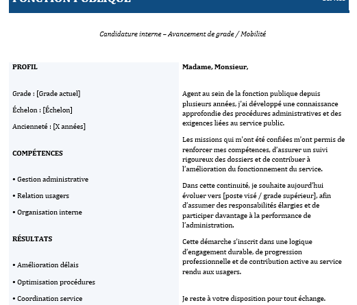Lettre de Motivation - Promotion Interne dans la Fonction Publique : Exemples