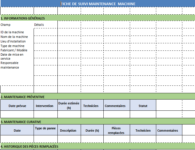 Fiche De Suivi Maintenance Machine Template Imprimable Fiche De Suivi Maintenance Machine Template Imprimable