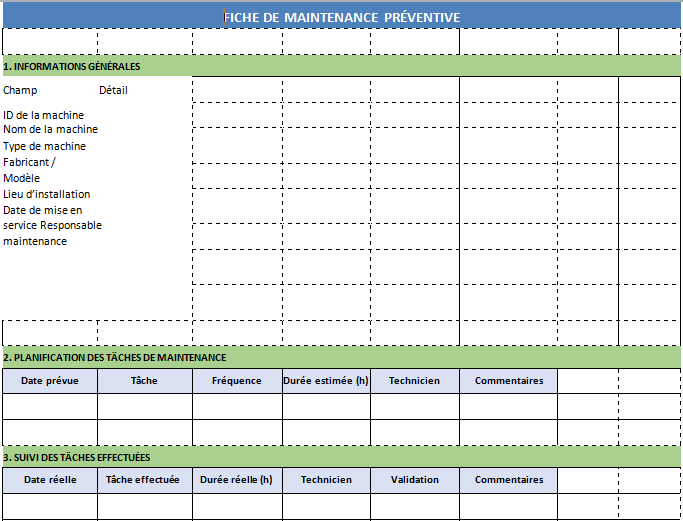 Fiche De Maintenance Pr ventive Template Imprimable