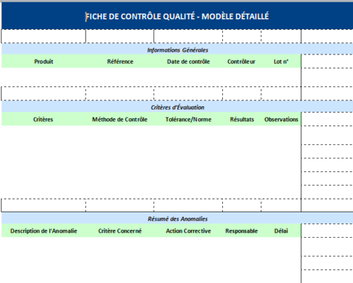 Fiche De Contr le Qualit Produit Template Imprimable